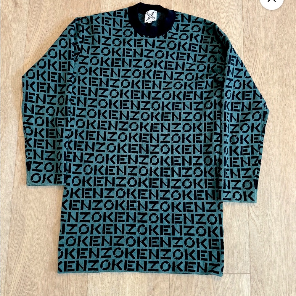Kenzo Green Monogram Knit Dress (19x32)